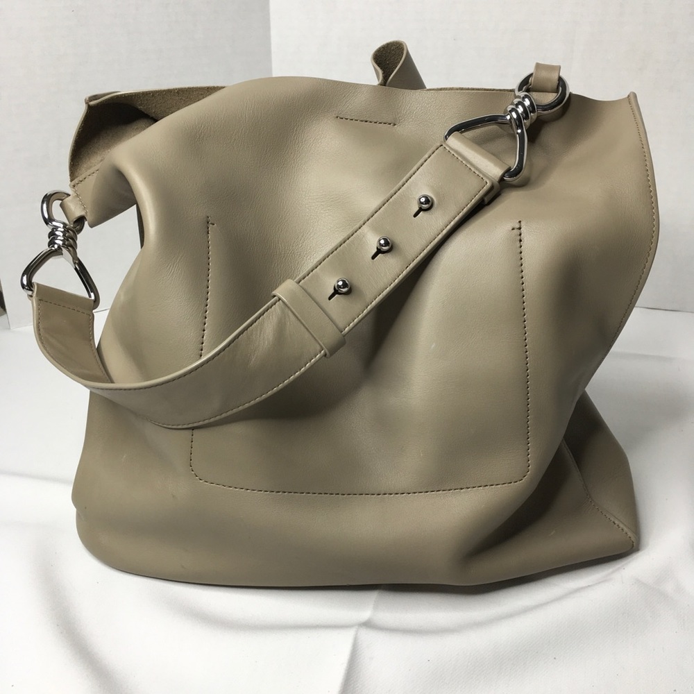 All Saints Taupe Leather Tote Bag